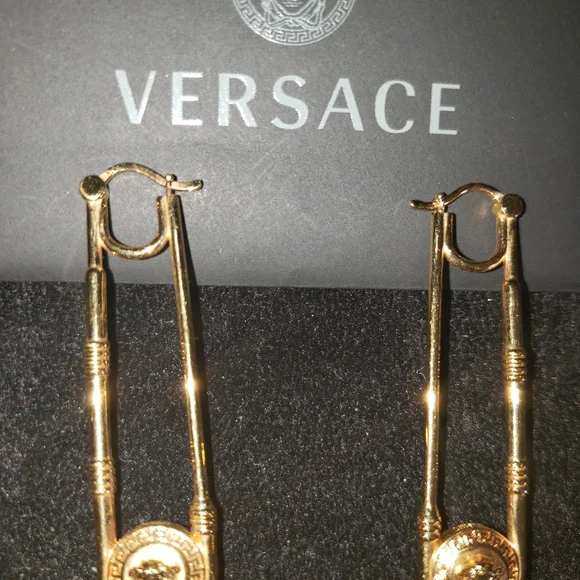 Authentic Versace Gold Earrings 24kt plated chandelier drop earrings - Picture 5 of 7